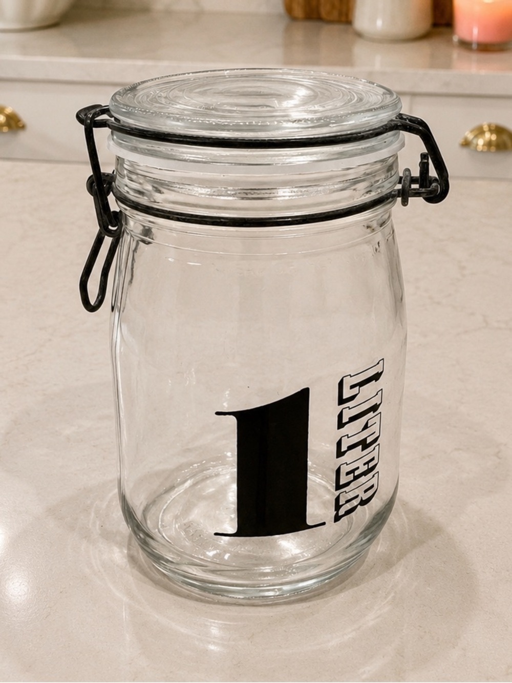 1L EUC Triomphe Glass Storage Canister w Wire Bail Lid Closure | New Gasket